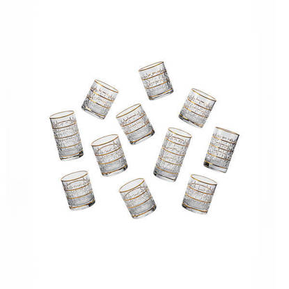 طقم شاي و شوب كريستال من بوهيميا 12 قطعة - دايموند مدهب Bohemia Crystal Tea Cups set 12 Pieces - DIAMOND GOLD TEA CUPS