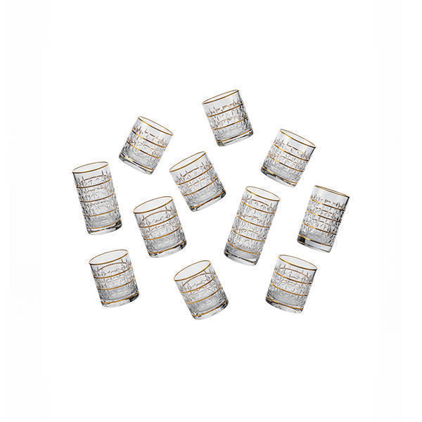 Bohemia Crystal Tea Cups set 12 Pieces - DIAMOND GOLD TEA CUPS
