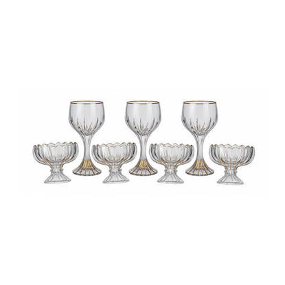 طقم كاسات و جيلي كريستال من بوهيميا 12 قطعة - اليكس + جيلي مدهب Bohemia Crystal Juice and Jelly Cups set 12 Pieces - ALEX GOLD JUICE AND JELLY