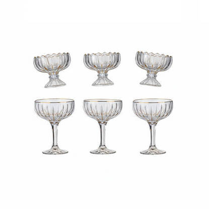 طقم جيلي كريستال من بوهيميا 12 قطعة - اليكس جيلي صغير + جيلي كبير Bohemia Crystal Juice and Jelly Cups set 12 Pieces - ALEX GOLD JELLY