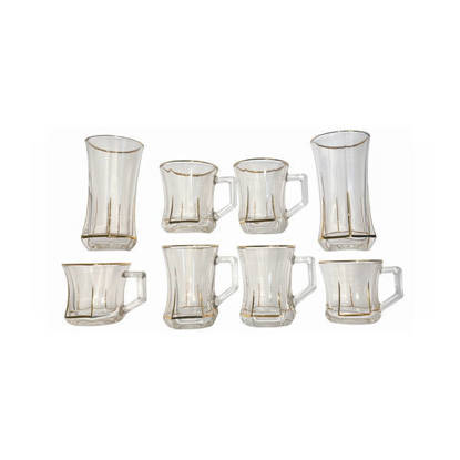 طقم شاي و شوب و قهوة كريستال من بوهيميا 18 قطعة - ملوكي مدهب + بلاتين Bohemia Crystal Tea Cups set 18 Pieces - MELOKY PLATIN GOLD TEA CUPS