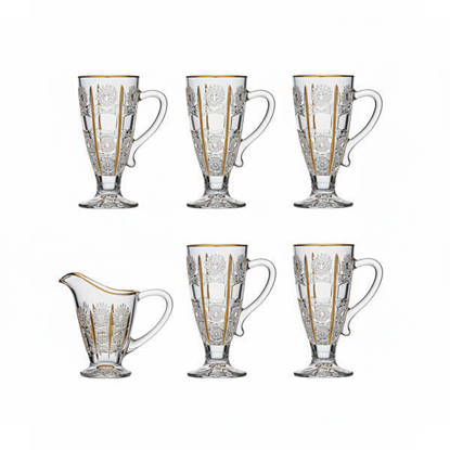 طقم مج كابتشينو من بوهيميا 7 قطع مدهب - E190 Bohemia Crystal Cappuccino Mug set 7 Pieces - E190