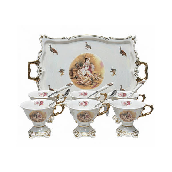 Chinese jelly set Porcelain 12 Pieces with tray  Multi Colors - Romio and Juliet