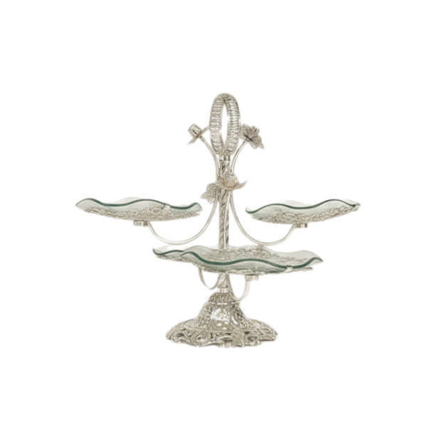 Shayala Tasaly and Cake Stand 4 Levels Silver - 003