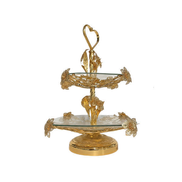 Shayala Tasaly and Cake Stand 2 Levels Gold - G2B93