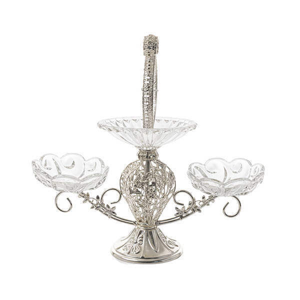 Shayala Tasaly and Cake Stand 3 Levels Silver - 009