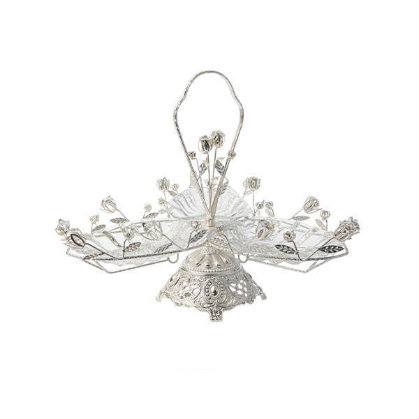 Shayala Tasaly and Cake Stand 1 Level 3 Eyes Silver - Q66