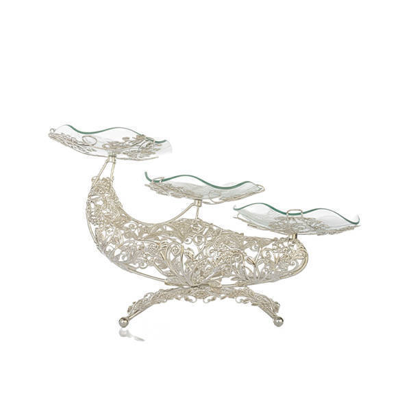 Shayala Tasaly and Cake Stand 3 Levels Silver - Q68