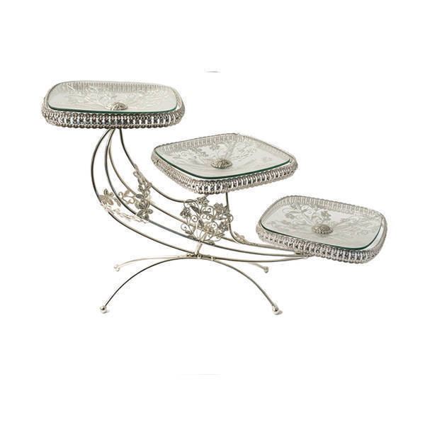 Shayala Tasaly and Cake Stand 3 Levels Silver - 007
