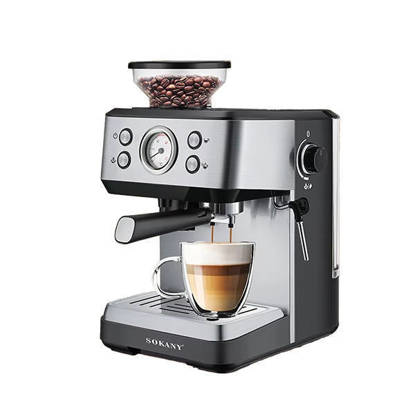 ماكينه قهوة إسبرسو سوكاني 4 في 1 - 1400 وات, 20 بار, 1.6 لتر سيلفر SK-04036 Sokany Espresso Coffee Machine 4 in 1 - 1400 Watt, 20 Bar, 1.6 Liter Silver SK-04036