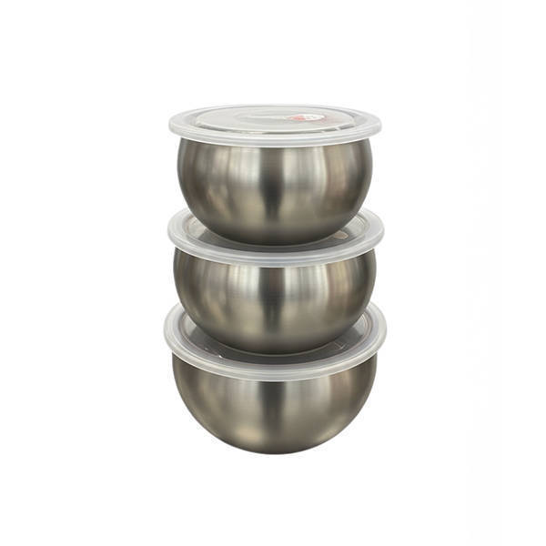 Fridge Containers Steel 3 Pieces With Plastic pot