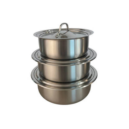 طقم تلاجة ستانلس 3 قطع بغطاء ستانلس Fridge Containers Steel 3 Pieces With Steel pot