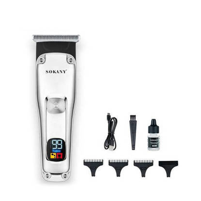 ماكينة قص الشعر الاحترافية سوكاني مع شحن USB لون سيلفر SK-16064 Sokany Professional Hair Clipper with USB Charging Silver SK-16064