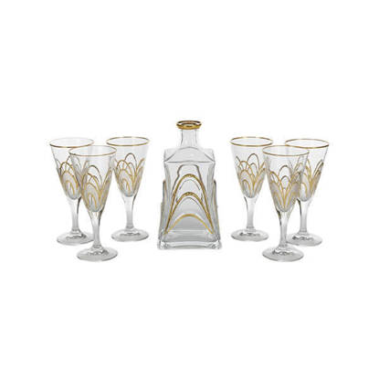 طقم شربات بالكاروره كريستال من بوهيميا 7 قطع - مارلين Bohemia Crystal Sherbet set with flask 7 Pieces - MARLIN