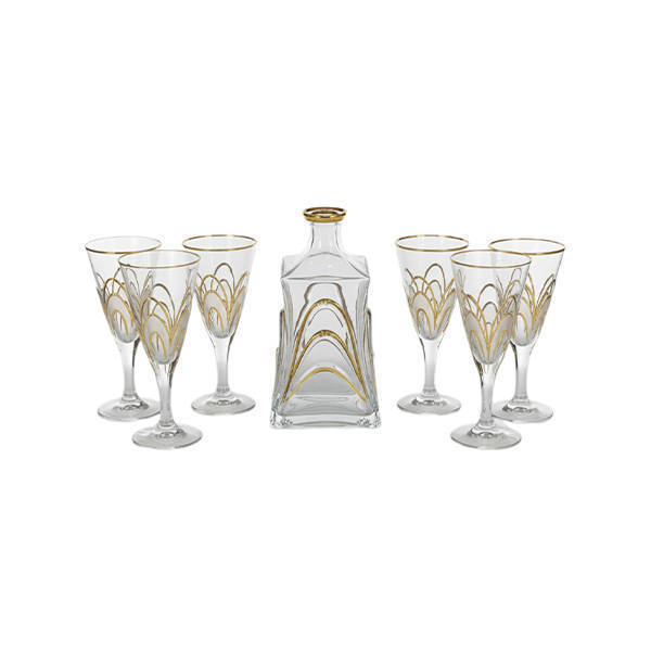 Bohemia Crystal Sherbet set with flask 7 Pieces - MARLIN