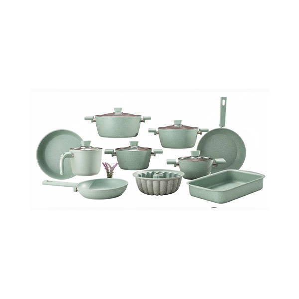 Vivaldi Granite Cookware Set 15 Pieces - Green