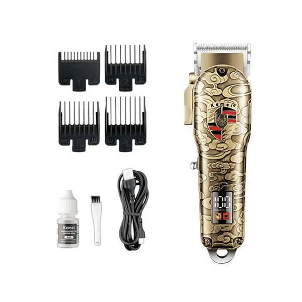 Kemei Professional Hair Clipper LCD Display Cordless Gold KM-2130