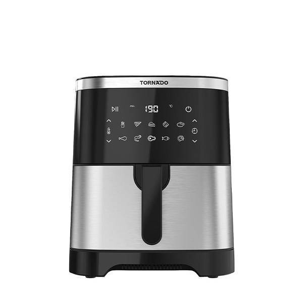 TORNADO Air Fryer 1800 Watt 8 Liter Electronic Touch Screen Glass Panel Stainless x Black TFE-A1808TS1A