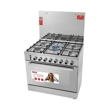 Fresh Gas Cooker Jumbo 5 Burners 90*60CM Full Safety With Fan Stainless - 500021939
