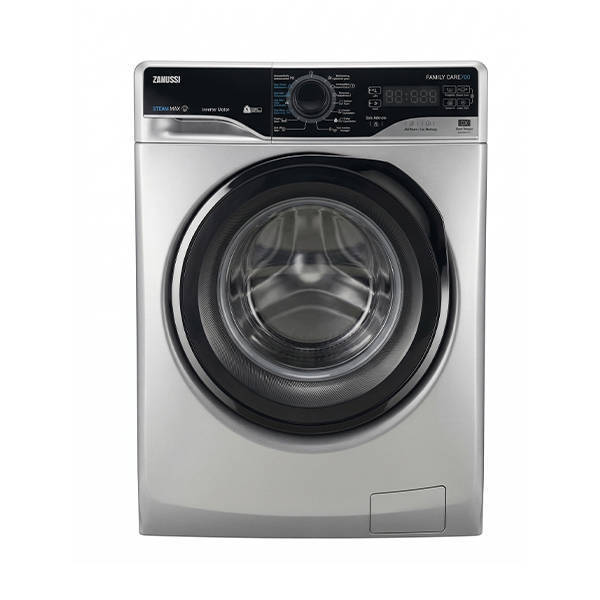ZANUSSI 9KG STEAMMAX FRONT LOAD WASHING MACHINE 1200 RPM INVERTER - SILVER, BLACK DOOR ZWF9221SB7