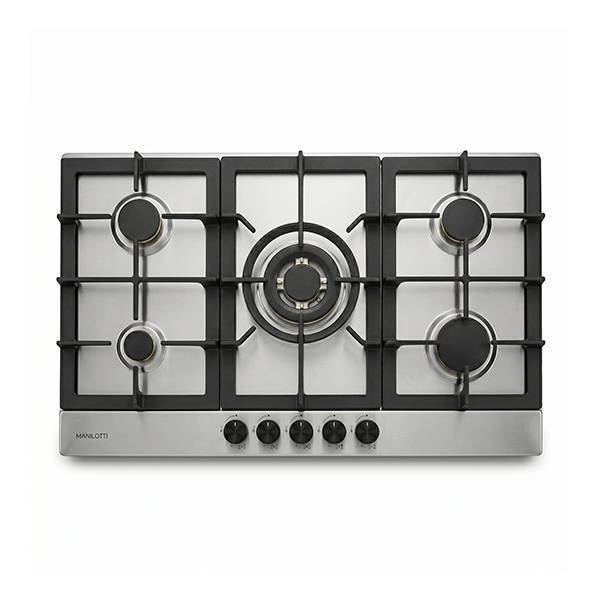 Manilotti Built-In Gas Hob 5 Burner 90 cm Cast Iron Grates Full Safety Stainless MT-PFA950T-FK105-SS