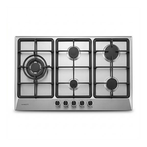 Manilotti Built-In Gas Hob 5 Burner 90 cm Cast Iron Grates Full Safety Stainless MT-PFM950LT-FK143-SS