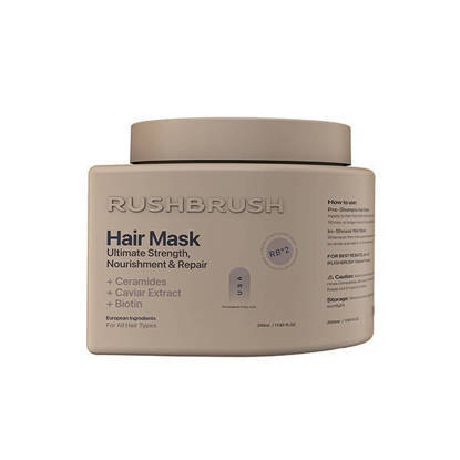 RushBrush RB°2 Hair Mask with Ceramides, Caviar Extract & Biotin for Repair & Strength 350ml