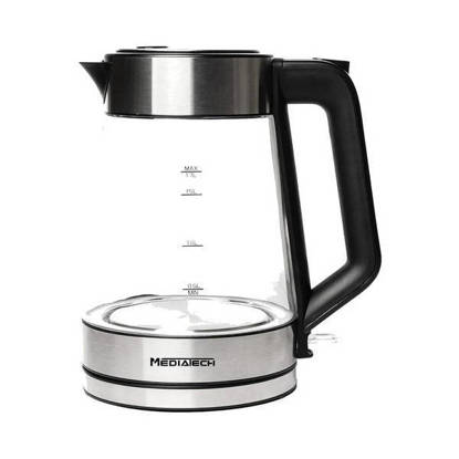 Mediatech Glass Electric Kettle 1.7 Liter 1850-2200 Watt Black MT-KP800