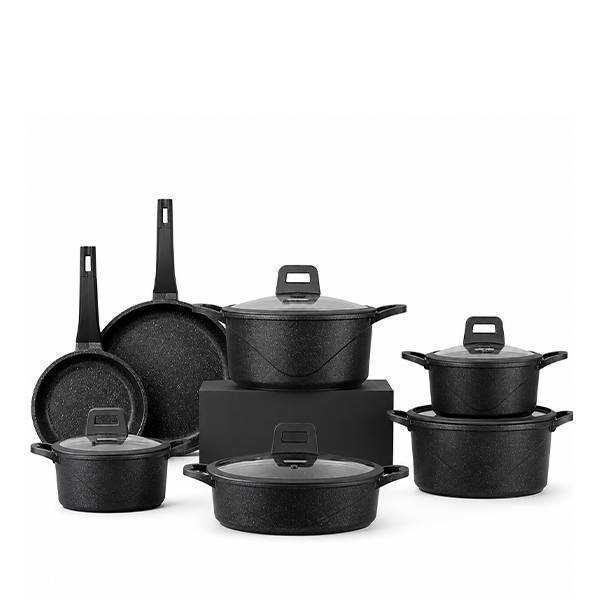 Black Vivaldi Granite Ruby Cooking Utensils Set - 12 Pieces
