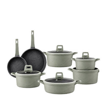 Soft Green Vivaldi Granite Ruby Cooking Utensils Set - 12 Pieces