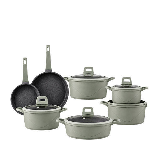 Soft Green Vivaldi Granite Ruby Cooking Utensils Set - 12 Pieces