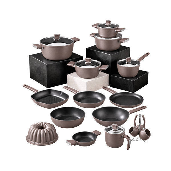 Vivaldi Bio Granite Set with Stainless Steel Lids - Turkish - 23 Pieces-Rose Gold