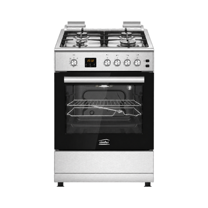 Simfer Gas Cooker 60*60 cm 4 Burners Full Safety with Two Turbo Fans Stainless Steel FS6060SGD-01