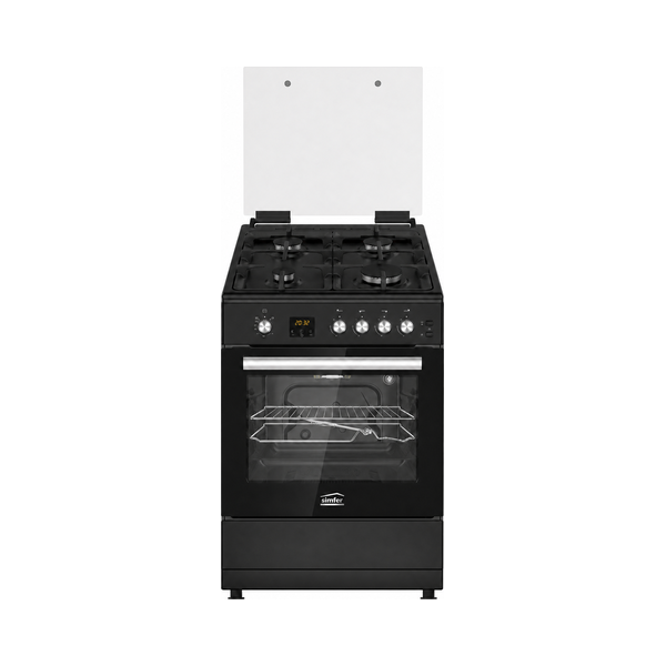 Simfer Gas Cooker 60*60 cm 4 Burners Full Safety with Two Turbo Fans Black FFS6060BLGD-02