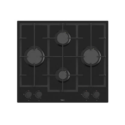 TEVA Built-In Gas Hob 60 cm 4 Burners Black Glass LN385