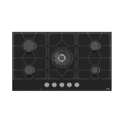 TEVA Built-in Gas Hob 90cm German Black Glass 5 Burners RT045