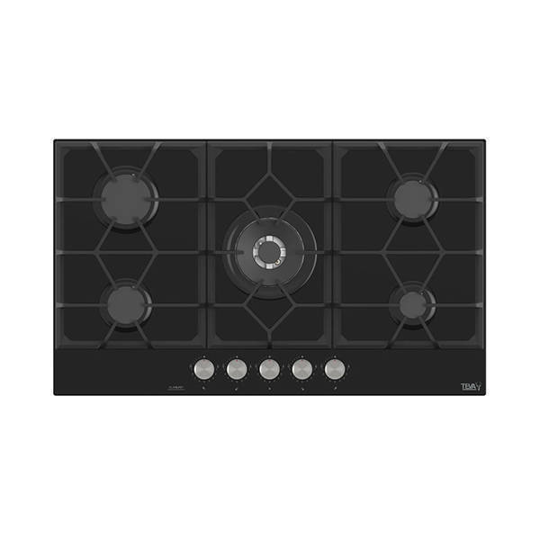 TEVA Built-in Gas Hob 90cm German Black Glass 5 Burners RT045