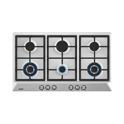 Simfer Built-In Gas Hob 90 cm Stainless Steel 6 Sabaf Burners Auto Ignition Full Safety H9605WGWIM