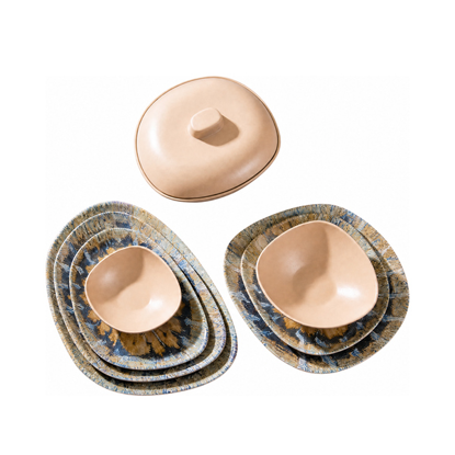 Kazan Beige Marble Melamine set - 38 pieces - 15101