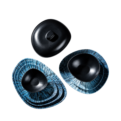 Kazan Blue*Black Shell Melamine set - 38 pieces - 15101