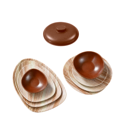 Kazan Brown Wooden Melamine set - 38 pieces - 15101