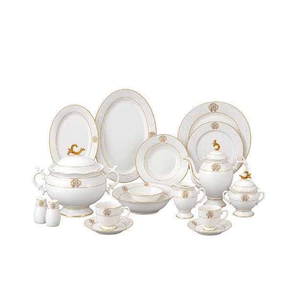 Kazan - Dinner set - 60 pieces - Porcelain - White*Gold