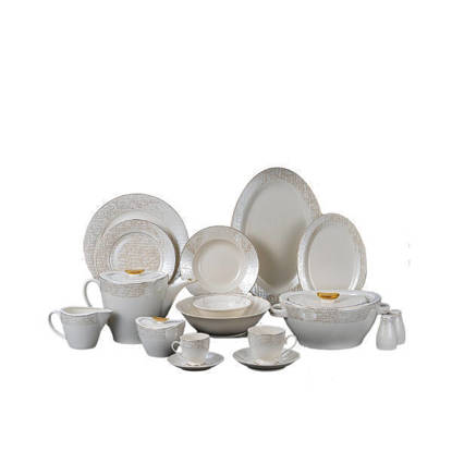 Kazan - Dinner set 60 pieces - Porcelain - White*Gold