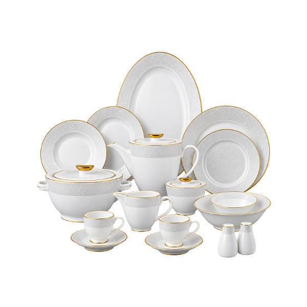 Kazan - Dinner set 60 pieces - Porcelain - light Silver*Gold