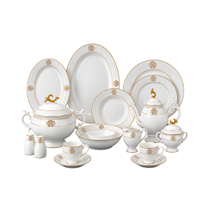 Kazan - Dinner set 60 pieces - Porcelain - light Silver*Gold