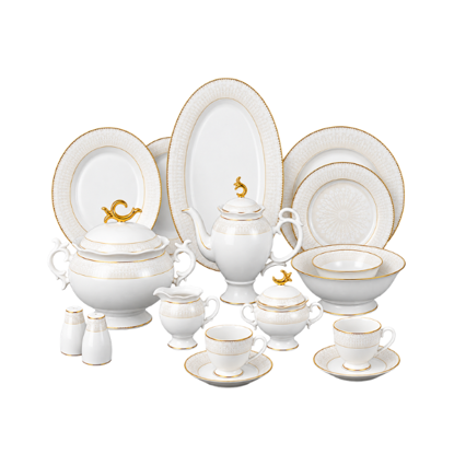 Kazan - Dinner set 60 pieces - Porcelain - White*Gold