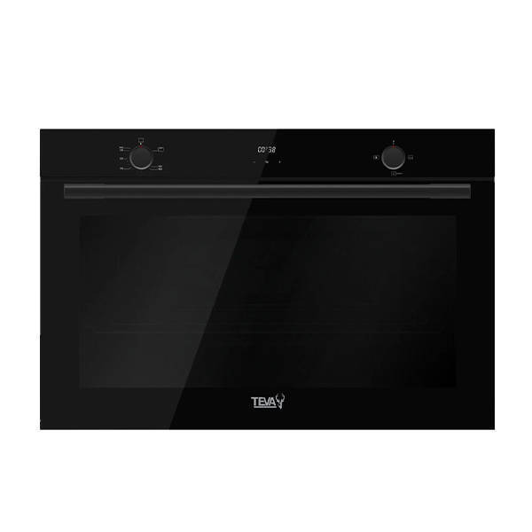 TEVA Built-In Gas Oven 90 cm 120 Liter with Air Fryer Grill and Cooling Fan Digital Control Panel Black Glass QGSTL-9 71LM3 df