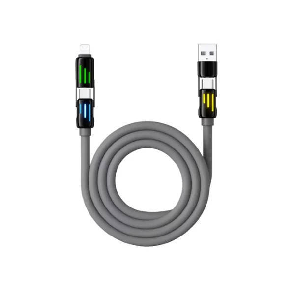 صورة إنفينكس كابل شحن وداتا 4 في 1 USB-A و USB-C إلى USB-C و Lightning طول 1.2 متر 240 واط رمادي