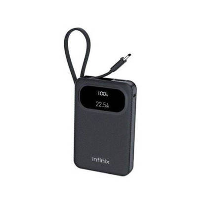 Infinix XPOWER Pro Wired Digital Power Bank 10000mAh 3 Port USB-A + USB-C + Built-in USB-C Cable 22.5W Black