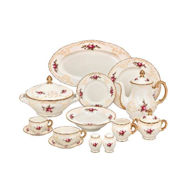 Limoges - Dinner set 60 pieces - Porcelain - Rose